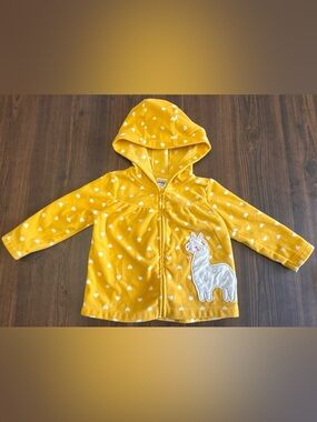Carter's Yellow Hooded Fleece Jacket with White Hearts